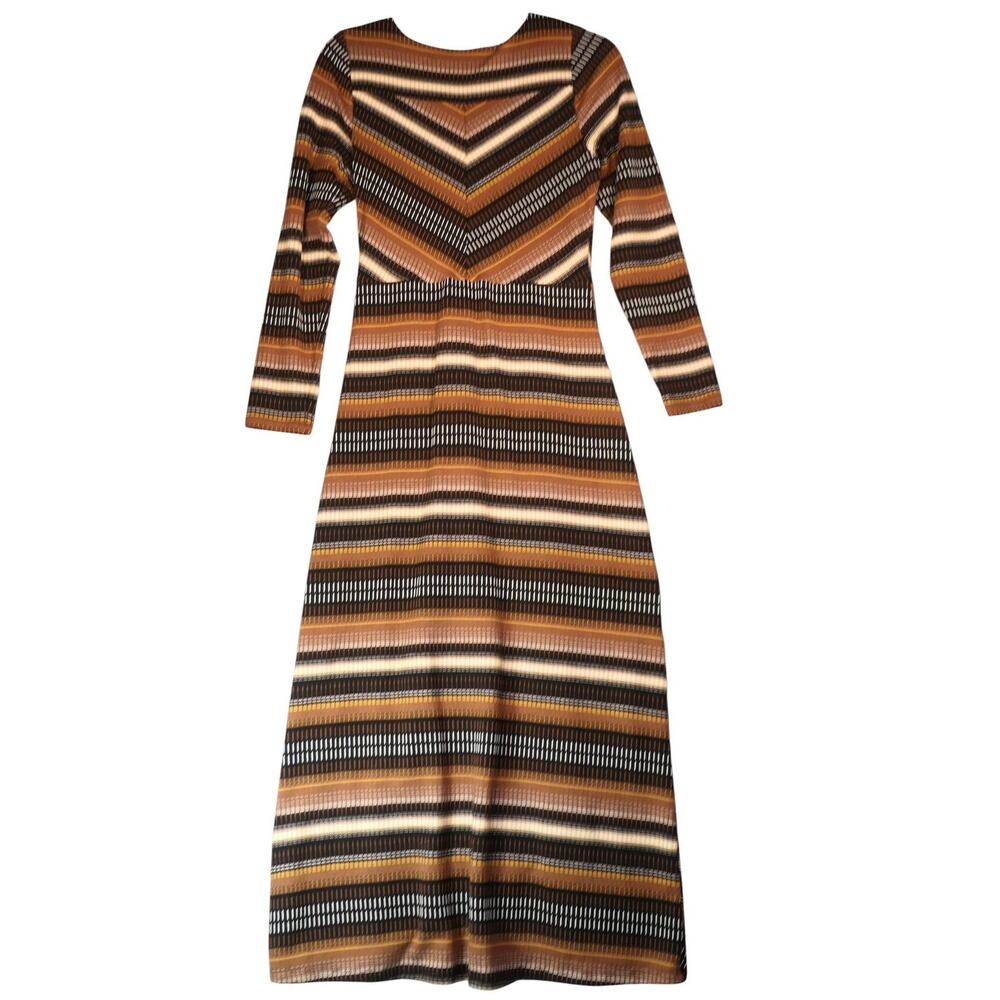 Anthropologie Striped Midi Dress in Brown, Black, Cream - Picture 7 of 13